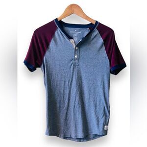 American Eagle Outfitters Flex Men's Short Sleeve Button-Up T-Shirt XS-M Gray